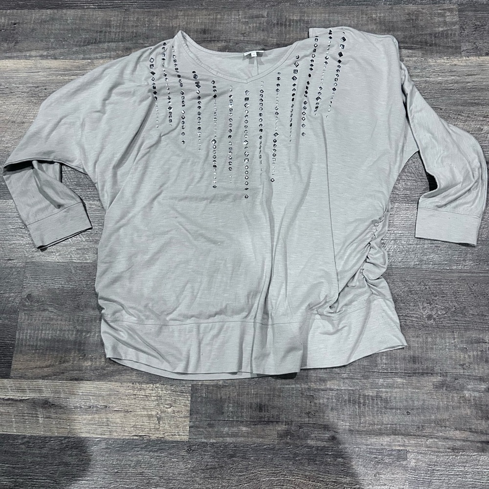 Fashion Bug Gray Embellished Blouse